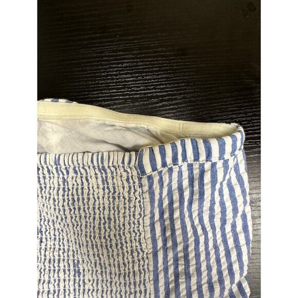 Seersucker Blue White Chevron Striped Strapless Smocked Mini Dress Size 2X Plus - Picture 6 of 13